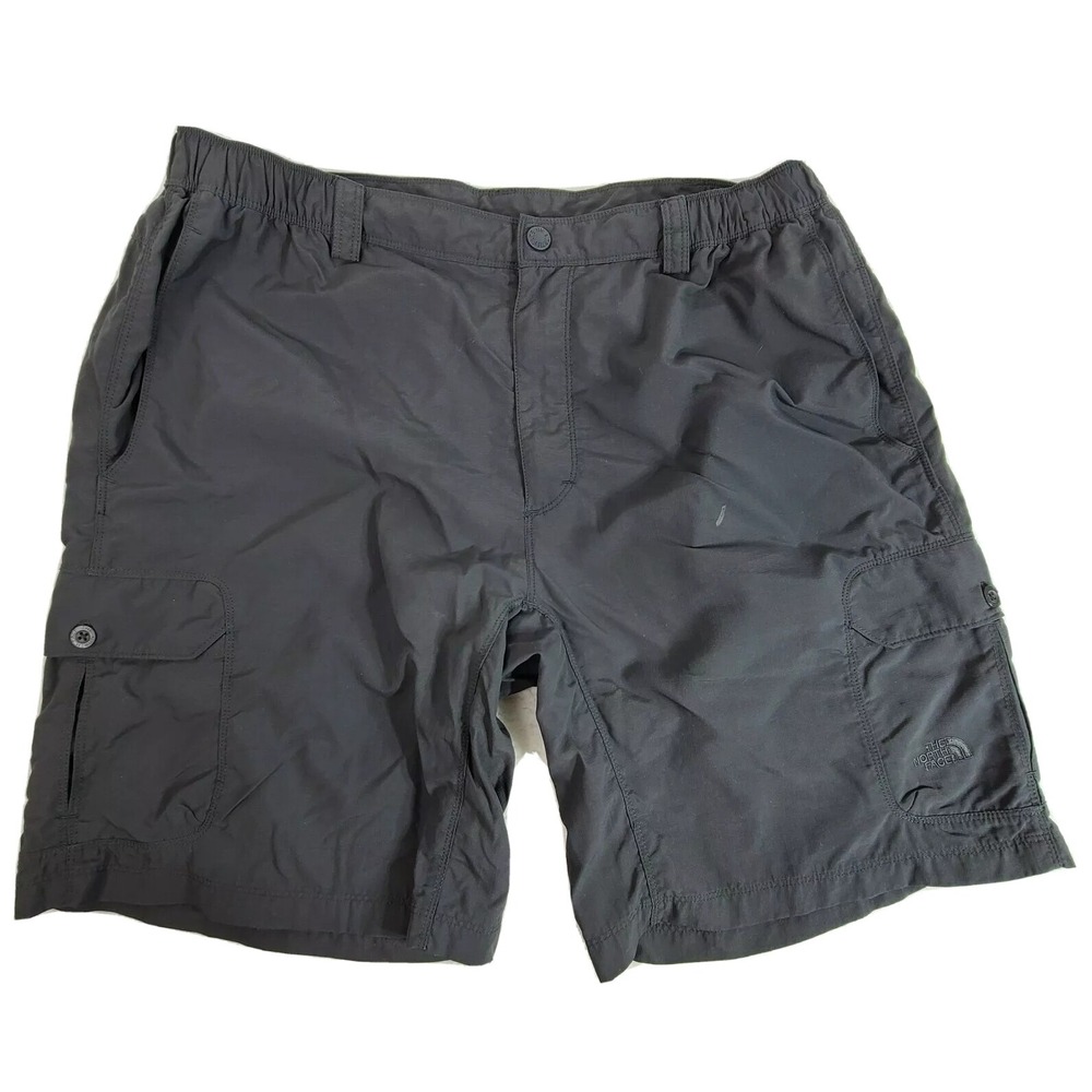 The North Face Men's XL 100% Nylon Solid Gray Shorts Elastic Waist Hiking